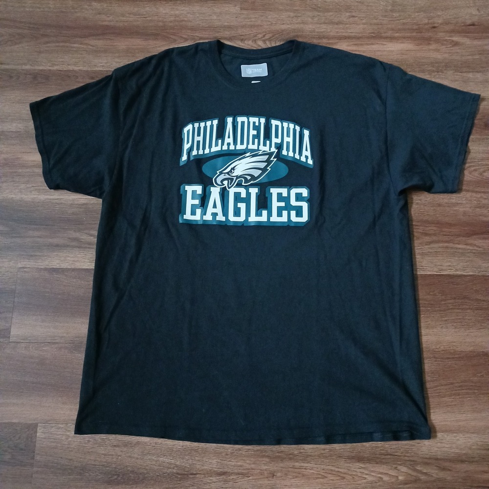 NFL Team Apparel Philadelphia Eagles Mens 2XL Black Graphic T-Shirt Short Sleeve
